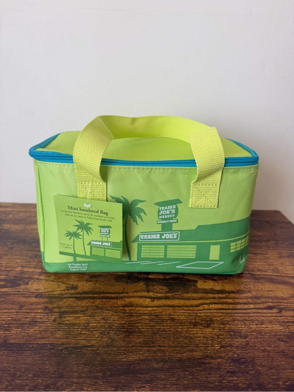 Authentic Trader Joe's Lime Green and Blue Mini Insulated Bag